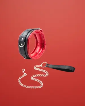 Fetish Addict - Nyakörv pórázzal (fekete/piros)