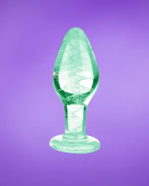 Booty Sparks Glow in the Dark - Üveg anál dildó (áttetsző) - kicsi