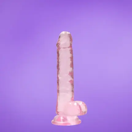 Realrock 7" - Zselés dildó herékkel (pink) - 18cm