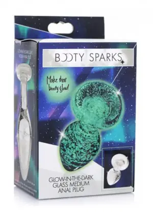 Booty Sparks Glow in the Dark - Üveg anál dildó (áttetsző) - közepes - Image 2