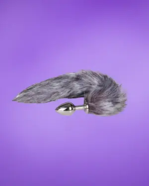 Easytoys Fox NO.6 - Fém anál dildó rókafarokkal (ezüst-ezüst)