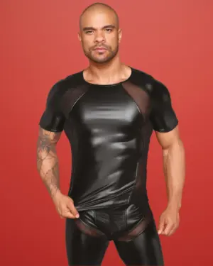 Noir Handmade H056 - Fényes felső necc betéttel