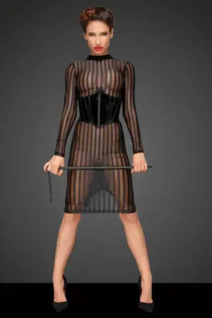 Noir Handmade F182 - Hosszúujjú, áttetsző csíkos ruha - Image 2