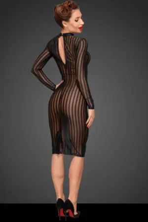 Noir Handmade F182 - Hosszúujjú, áttetsző csíkos ruha - Image 4