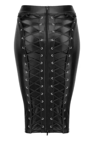 Noir Handmade F152 - Hátul fűzős fényes szoknya - Image 3