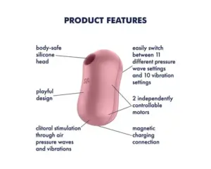 Satisfyer Cotton Candy - Akkus, léghullámos csikló vibrátor (korall) - Image 3