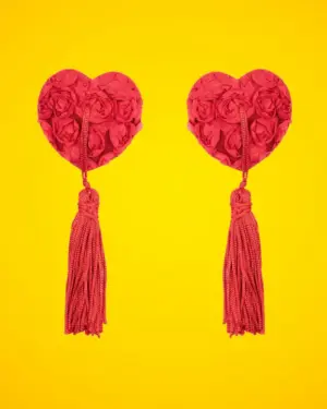 Fetish Addict - Rózsás mellbimbódísz (piros)