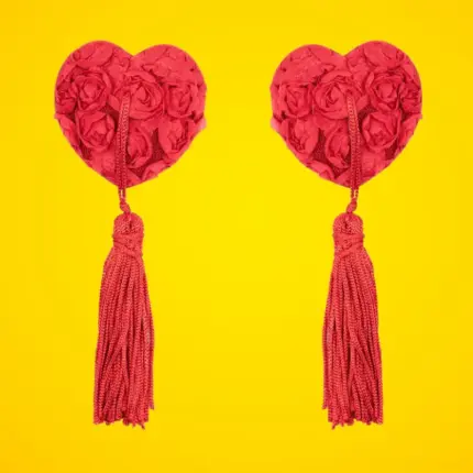 Fetish Addict - Rózsás mellbimbódísz (piros)