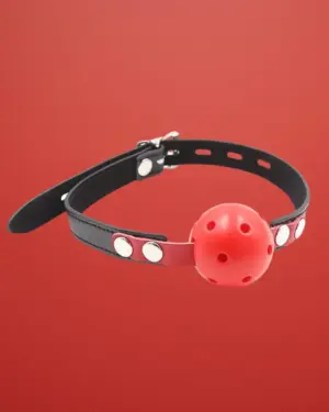 Fetish Addict - Műanyag légáteresztő szájpecek (piros-fekete)