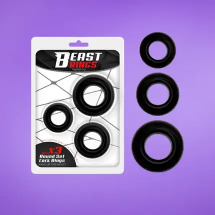Beast Rings Round Set - Péniszgyűrű szett (fekete)