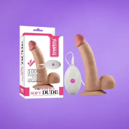 Lovetoy Ultra Soft 8,8" -  Letapasztható rezgő dildó herékkel
