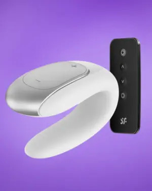 Satisfyer Double Fun - Okos, akkus, vízálló, rádiós párvibrátor (lila)