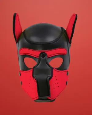 Intoyou Hound - Kutyamaszk szájkosárral (fekete-piros)