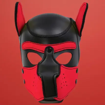 Intoyou Hound - Kutyamaszk szájkosárral (fekete-piros)