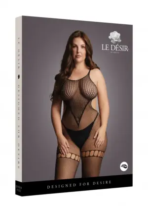 Le Desir - Nyitott mintás harisnyaoverál (fekete) XL/XXL - Image 3
