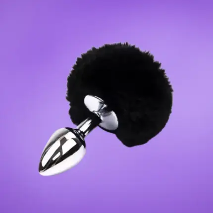 Afterdark - Nyuszis análdugó (fekete/fém) S