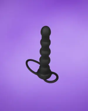 Lovetoy Double Prober - Vibrációs análdildó heregyűrűvel (fekete)