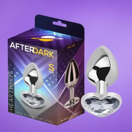 Afterdark - Ezüst análdugó fehér szív kővel S