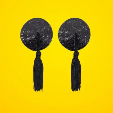 Fetish Addict - Csillogó mellbimbódísz (fekete)