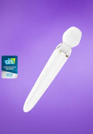 Satisfyer Double Wand-er - Okos, akkus masszírozó vibrátor (fehér)