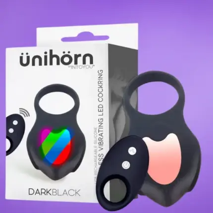 Ünihörn Darkblack - Akkus távirányítós péniszgyűrű (fekete)