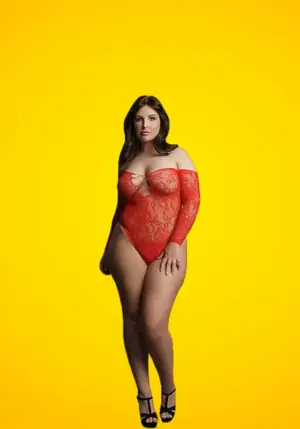 Le Désir Wonder Rhinestone - Hosszúujjú body (piros) XL/XXL