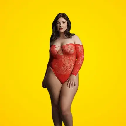 Le Désir Wonder Rhinestone - Hosszúujjú body (piros) XL/XXL