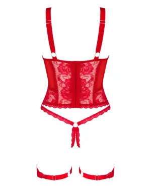 Obsessive Belovya - Csipkés fűző és tanga (piros) - Image 5