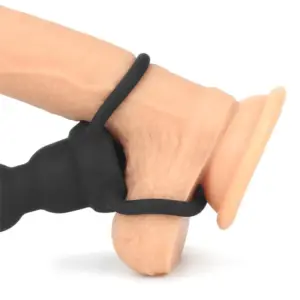 Lovetoy Double Prober - Vibrációs análdildó heregyűrűvel (fekete) - Image 3