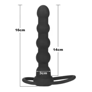 Lovetoy Double Prober - Vibrációs análdildó heregyűrűvel (fekete) - Image 5