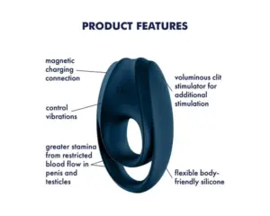 Satisfyer Incredible Duo - Akkus, vízálló, vibrációs péniszgyűrű (kék) - Image 3