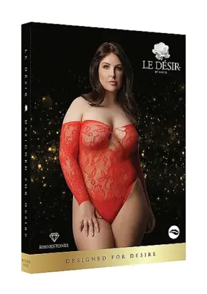 Le Désir Wonder Rhinestone - Hosszúujjú body (piros) XL/XXL - Image 3