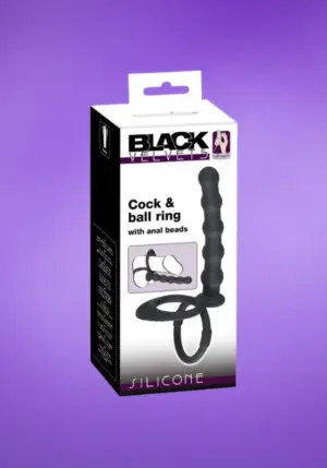 Black Velvet - Here- és péniszgyűrű análdildóval (fekete)