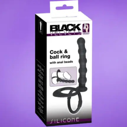 Black Velvet - Here- és péniszgyűrű análdildóval (fekete)