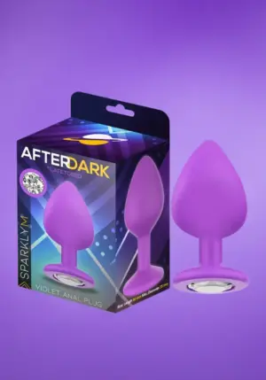 Afterdark - Lila szilikonos análdugó ezüst kővel M