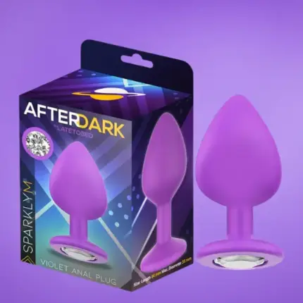 Afterdark - Lila szilikonos análdugó ezüst kővel M