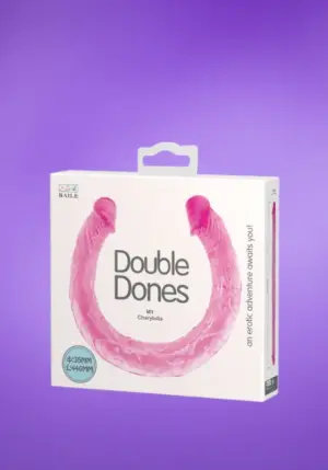 LyBaile Double Dong - kétvégű, élethű dildó - 44,5 cm (rózsaszín)