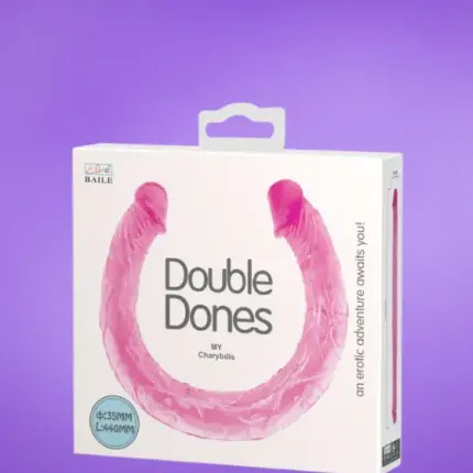 LyBaile Double Dong - kétvégű, élethű dildó - 44,5 cm (rózsaszín)