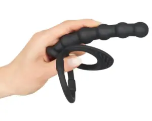 Black Velvet - Here- és péniszgyűrű análdildóval (fekete) - Image 3