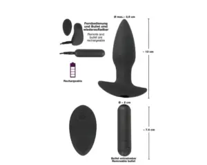 Black Velvet Butt Plug - Akkus, rádiós anál vibrátor (fekete) - Image 5