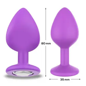Afterdark - Lila szilikonos análdugó ezüst kővel M - Image 3