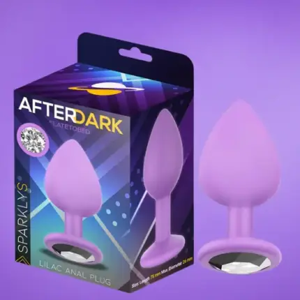 Afterdark - Lila szilikonos análdugó ezüst kővel S