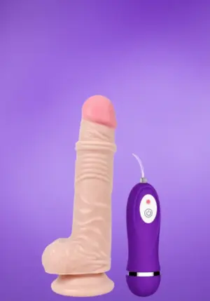 Shequ Thunder - Vibrációs dildó (natúr) -18,5cm