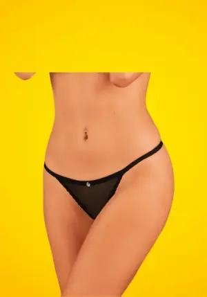 Obsessive Celia Noir - Fekete nyitott tanga XL/2XL