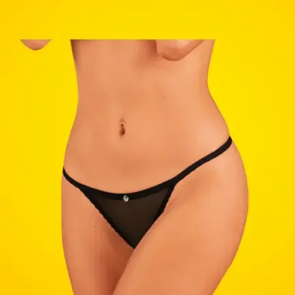 Obsessive Celia Noir - Fekete nyitott tanga XL/2XL