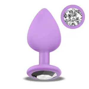 Afterdark - Lila szilikonos análdugó ezüst kővel S - Image 2