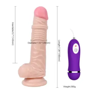 Shequ Thunder - Vibrációs dildó (natúr) -18,5cm - Image 5