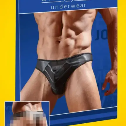 Svenjoyment - Fényes férfi tanga áttetsző betéttel (fekete) S