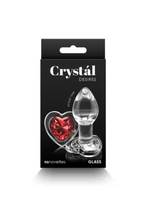 Crystal Desires  - Üveg análdugó szív alakú piros kővel - Image 3