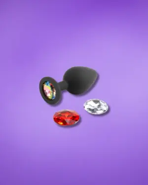 Glams - Fekete análdugó cserélhető kövekkel M